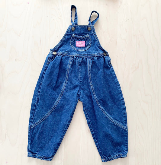 OshKosh Dark Wash Bubble Overalls - Yellow Clover Vintage Kids Clothes