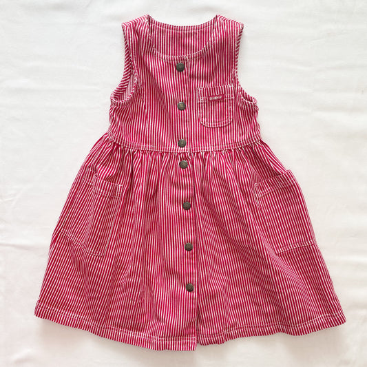 OshKosh Red Hickory Striped Dress - Yellow Clover Vintage Kids Clothes