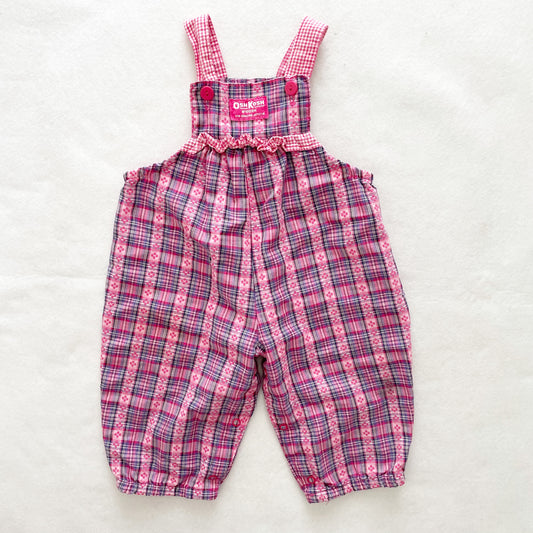 OshKosh Pink Plaid Overalls - Yellow Clover Vintage Kids Clothes