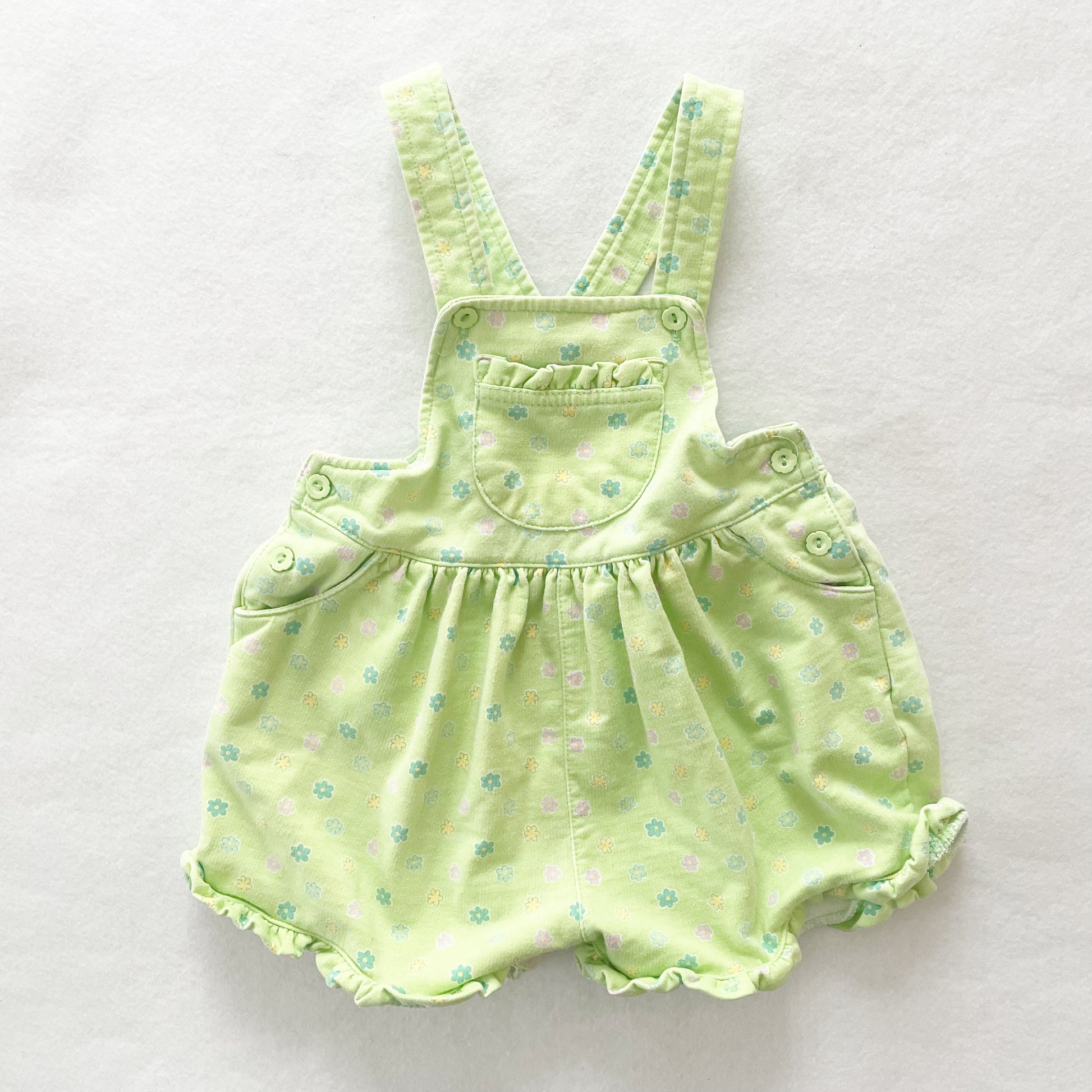 Vintage Kiks French Terry Floral Baby Shortalls Romper