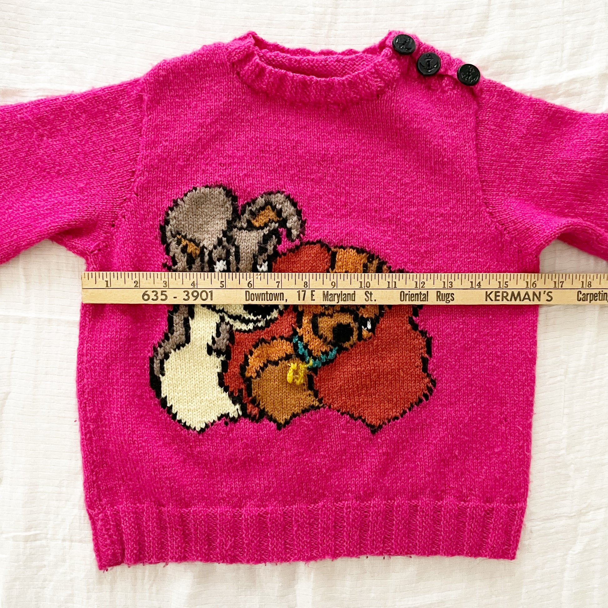 Handknit Lady and the Tramp Sweater - Yellow Clover Vintage Kids Clothes