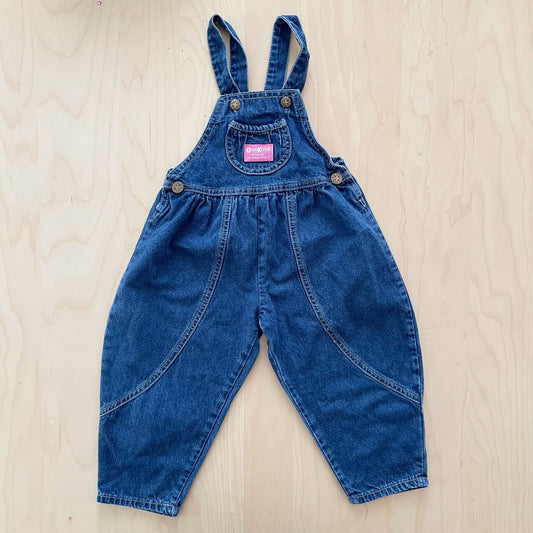 OshKosh Darker Wash Bubble Overalls - Yellow Clover Vintage Kids Clothes