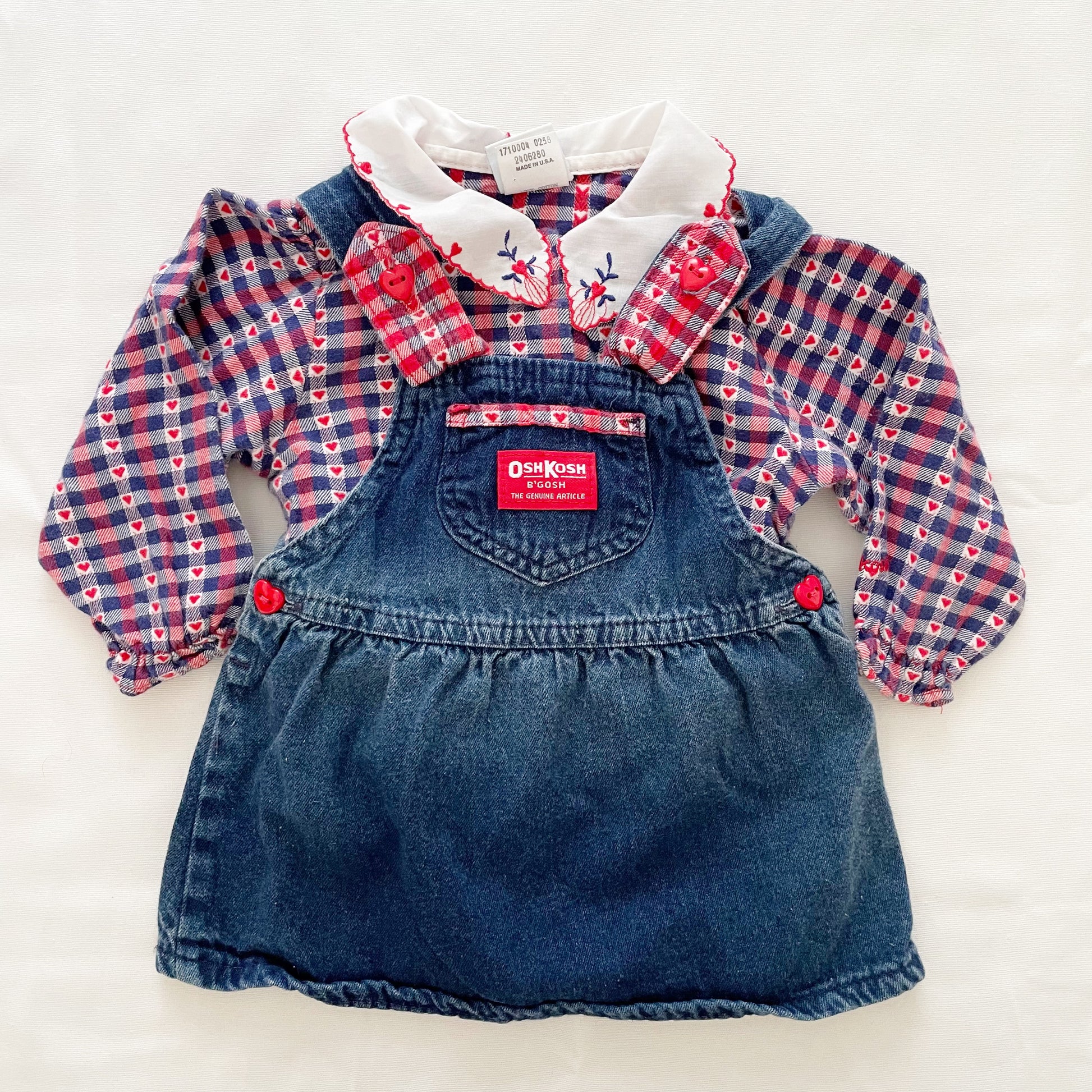 OshKosh Heart Woven Bow Back Skirtall Set - Yellow Clover Vintage Kids Clothes