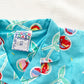 Turquoise Cherry Print Button Up Set • 3T - Yellow Clover Vintage Kids Clothes