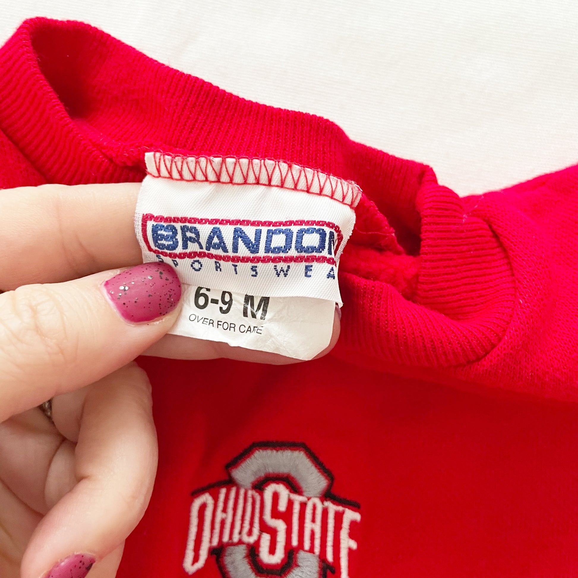 Ohio State Embroidered Sweatshirt Romper - Yellow Clover Vintage Kids Clothes