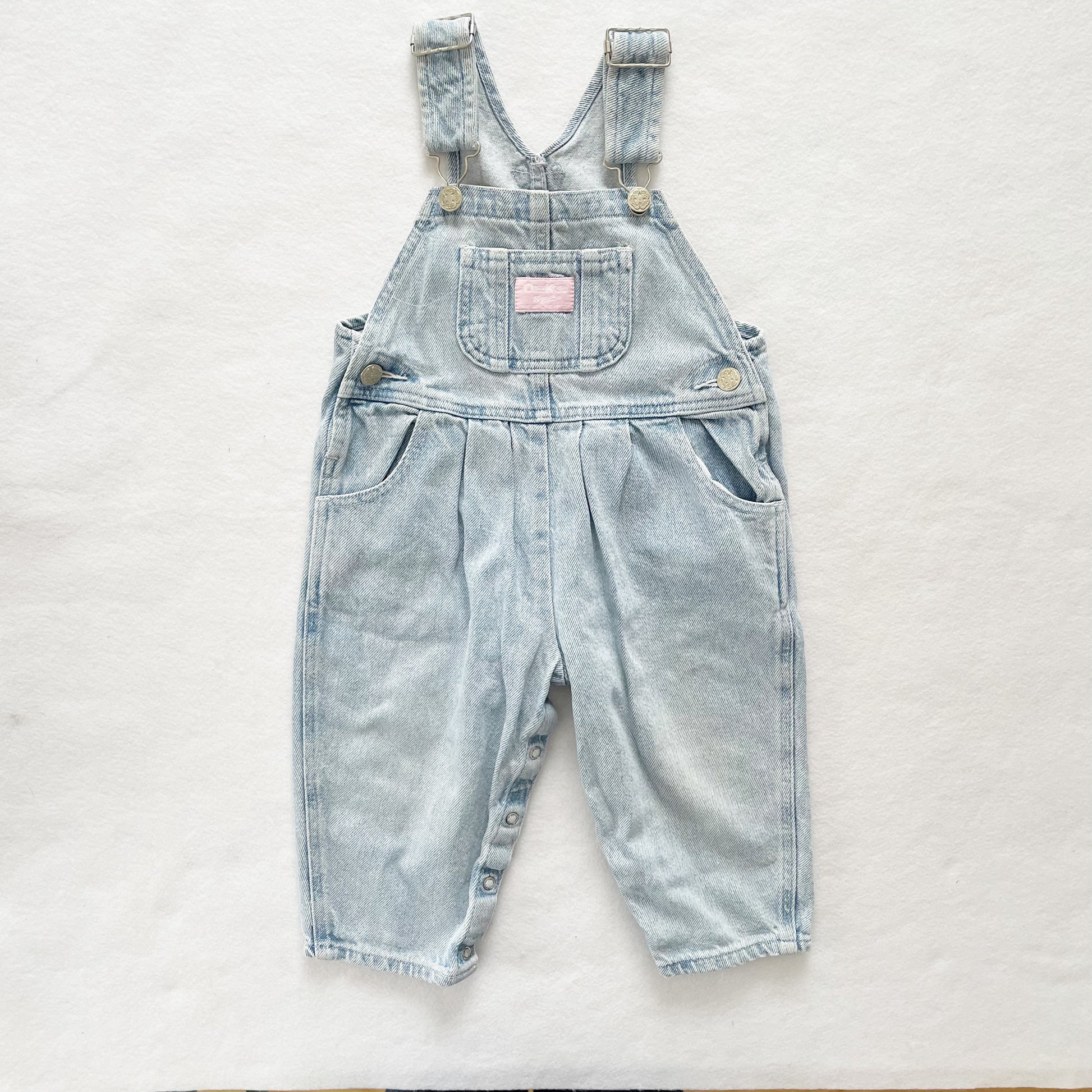 OshKosh Light Wash Denim Overalls - Yellow Clover Vintage Kids Clothes