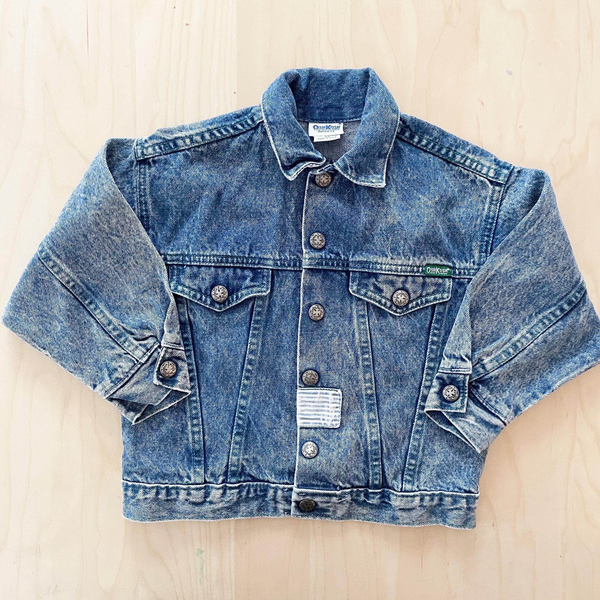 Vintage OshKosh Joe’s Garage Embossed Acid Wash Kids Jacket