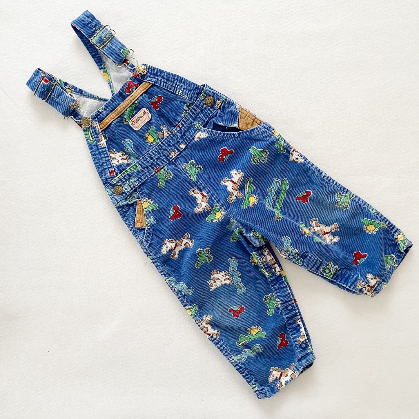 OshKosh Southwest Cowboy Overalls - Yellow Clover Vintage Kids Clothes