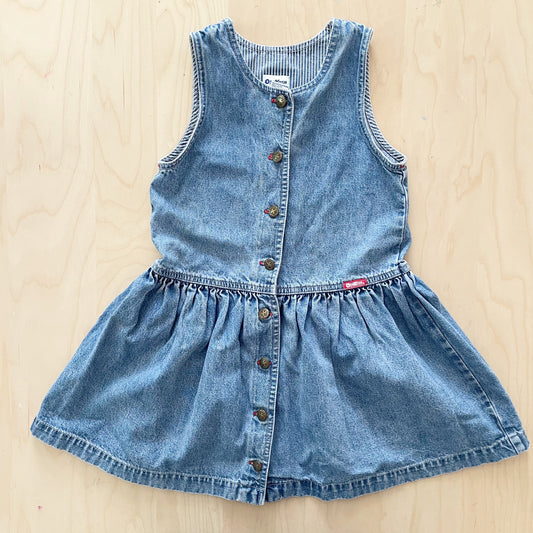 OshKosh Denim Button Front Dress - Yellow Clover Vintage Kids Clothes