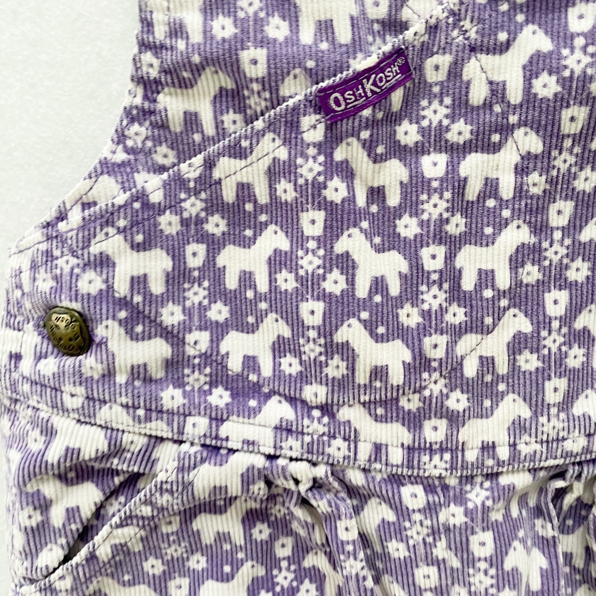 OshKosh Dala Horse Overalls - Yellow Clover Vintage Kids Clothes