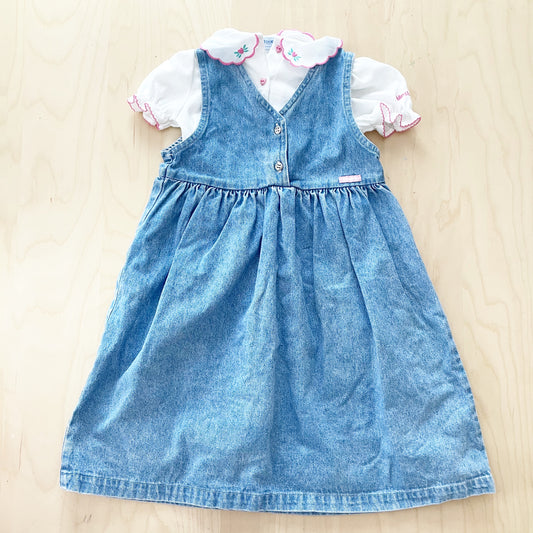 Vintage OshKosh Denim Jumper Set - Yellow Clover Vintage Kids Clothes