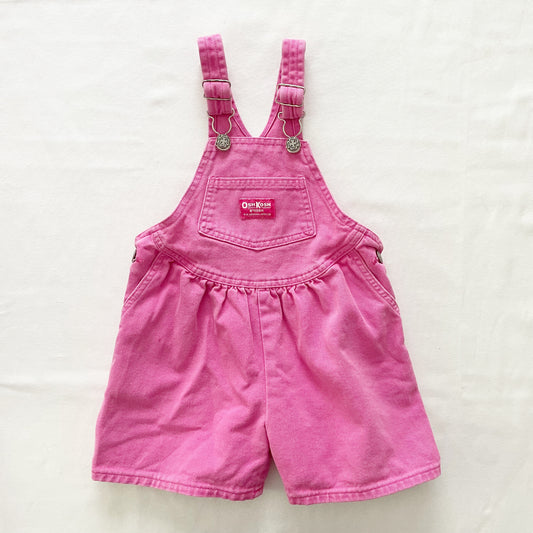 OshKosh Bubblegum Pink Scoop Cut Shortalls - Yellow Clover Vintage Kids Clothes