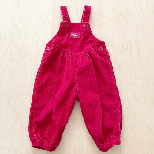Vintage Baby B’gosh Cranberry Cord Bubble Overalls - Yellow Clover Vintage Kids Clothes