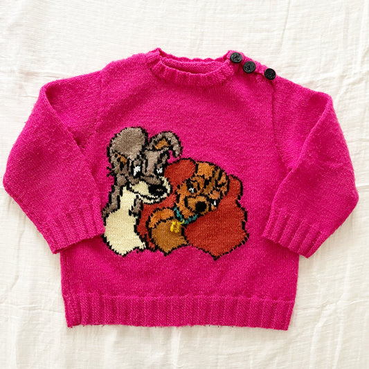 Vintage Handknit Lady and the Tramp Kids Sweater
