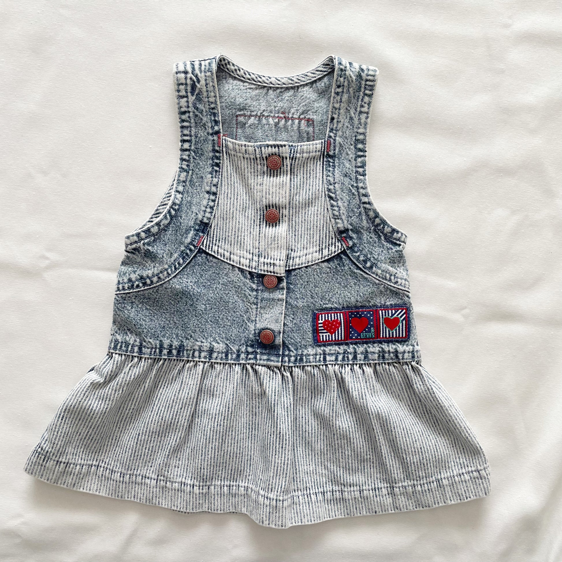 Vintage Levi’s Acid Wash Heart Patch Baby Denim Dress 