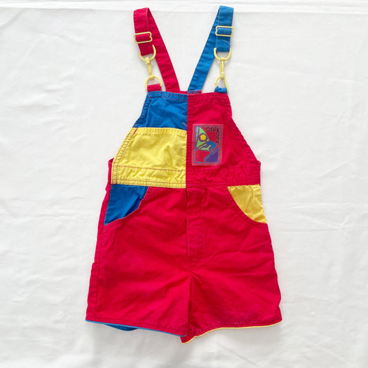 OshKosh Windsurfer Colorblock Shortalls - Yellow Clover Vintage Kids Clothes