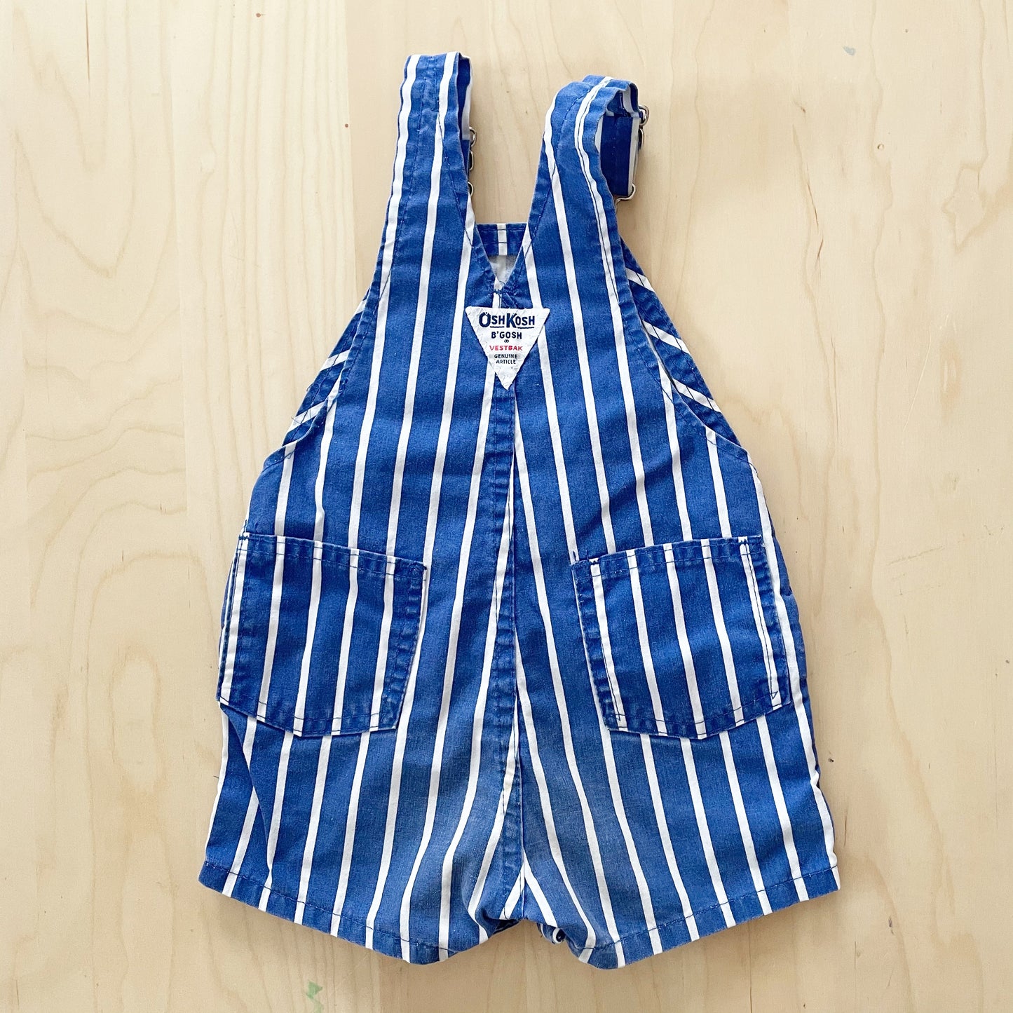 Vintage OshKosh Blue Wide Stripe Shortalls