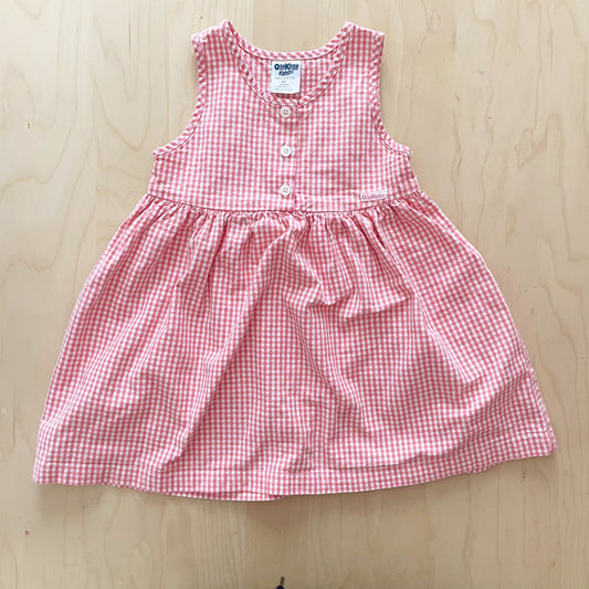 OshKosh Coral Gingham Dress - Yellow Clover Vintage Kids Clothes