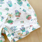 Vintage OshKosh Potted Plant Print Shortalls - Yellow Clover Vintage Kids Clothes