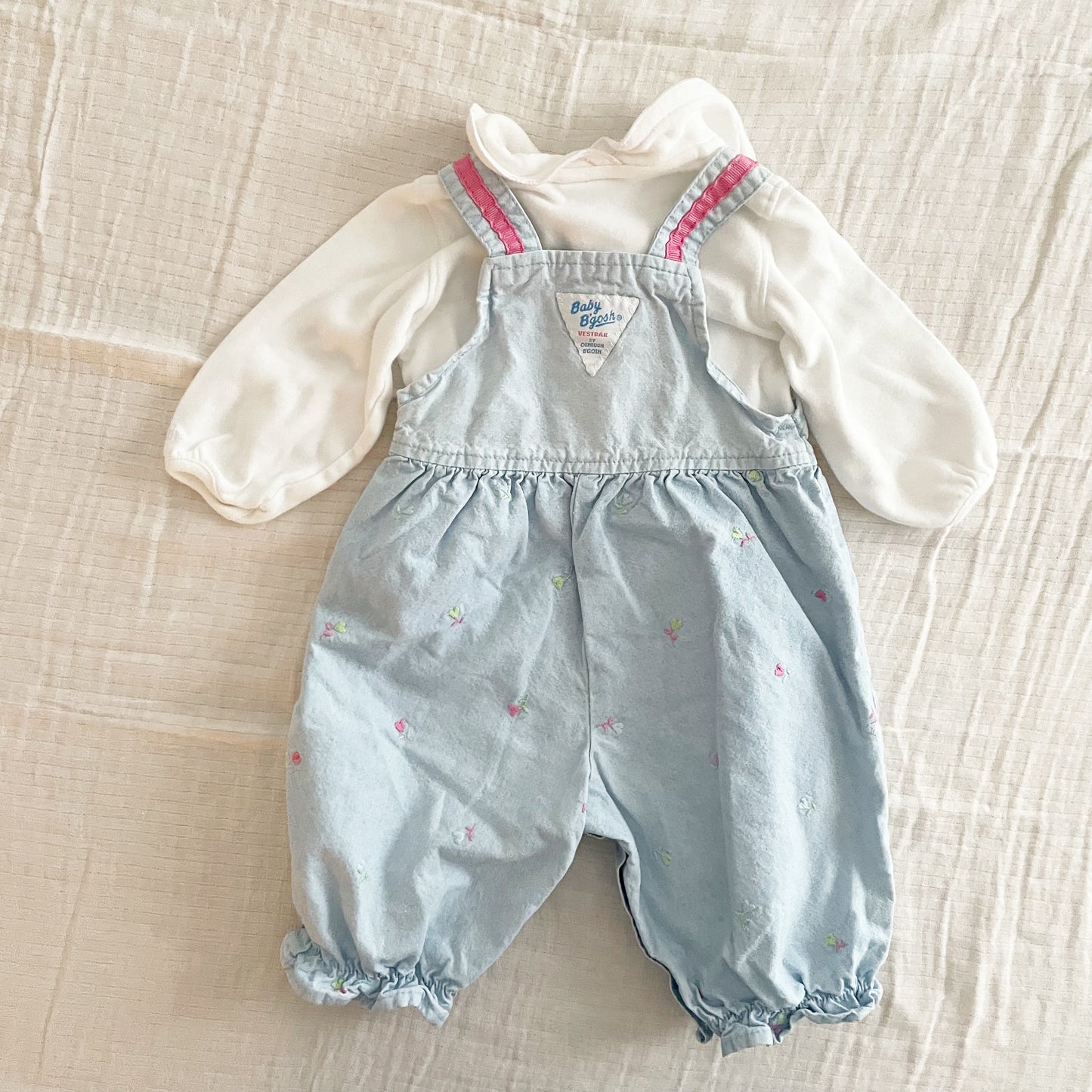 Baby B’gosh Light Wash Embroidered Overalls Set