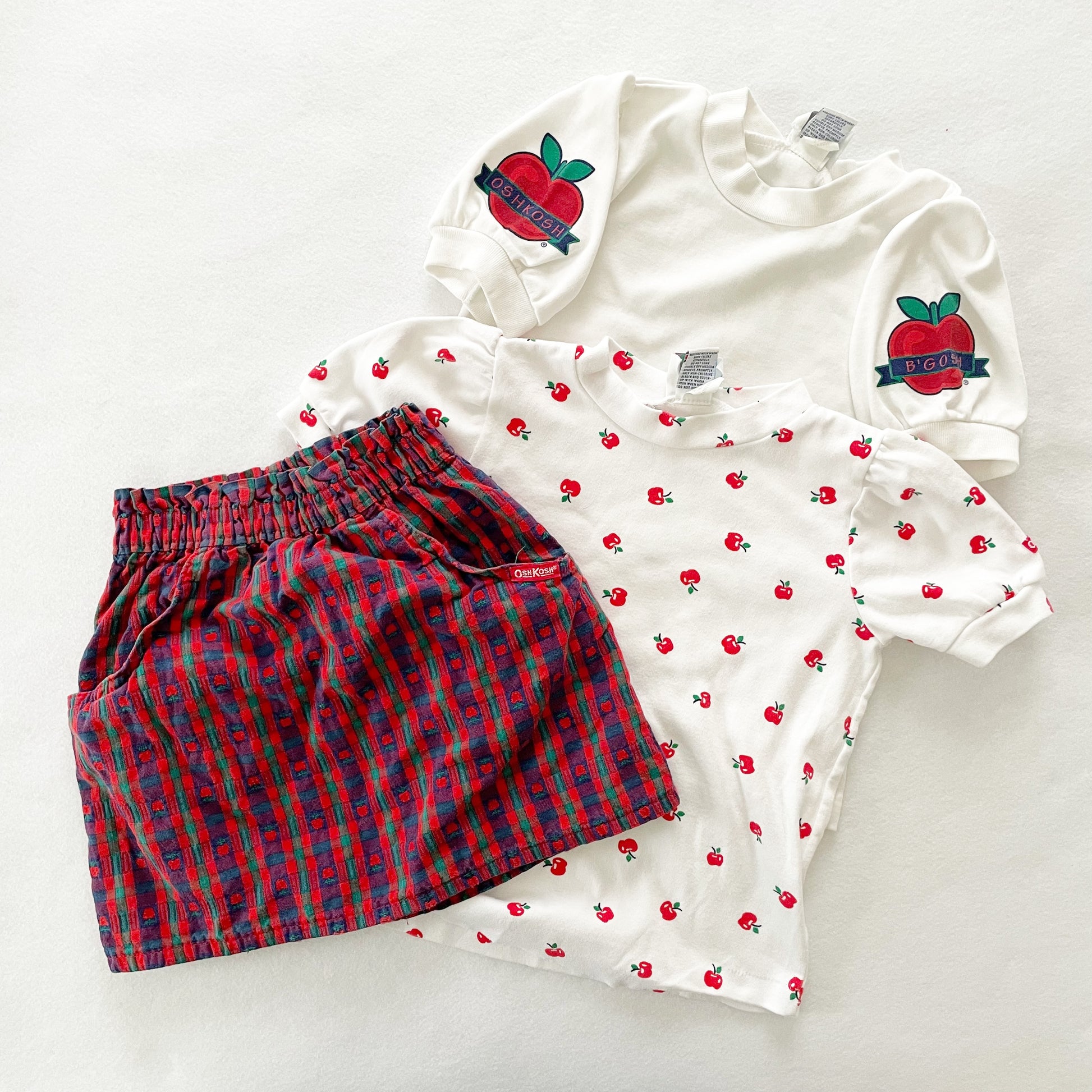 Vintage OshKosh Apple Skirt + Tops Kids Bundle
