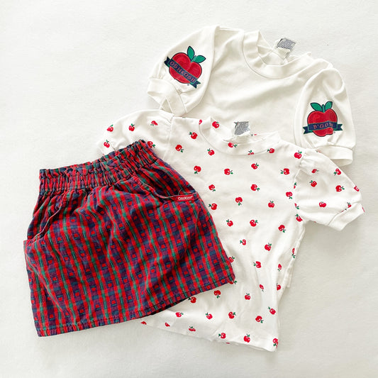 OshKosh Apple Skirt + Tops Bundle - Yellow Clover Vintage Kids Clothes