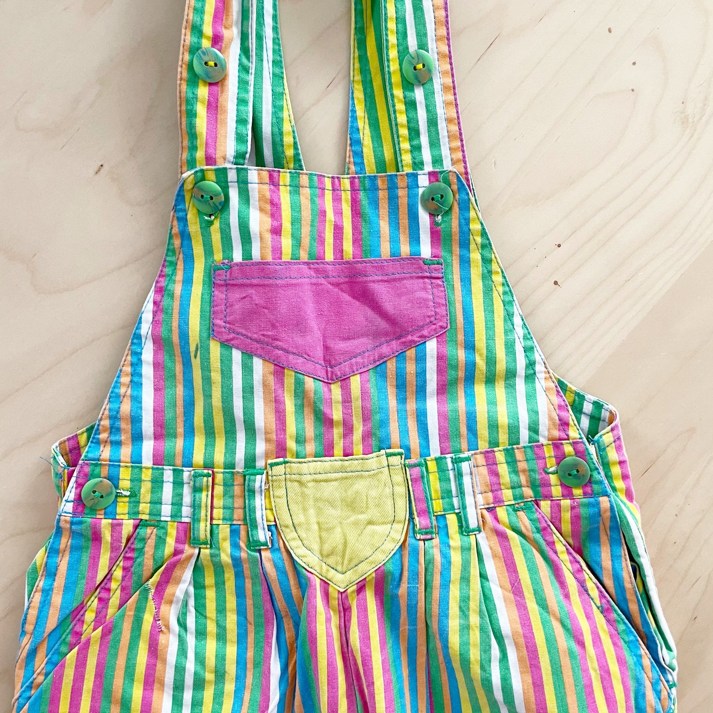 Vintage Euro Striped Cotton Overalls