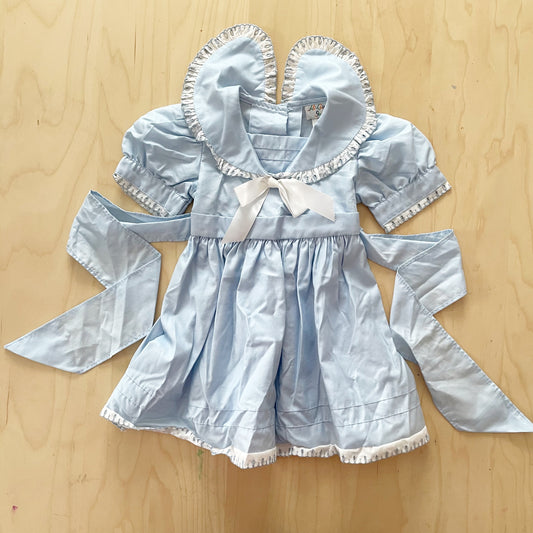 Eyelet Trim Sailor Collar Dress - Yellow Clover Vintage Kids Clothes