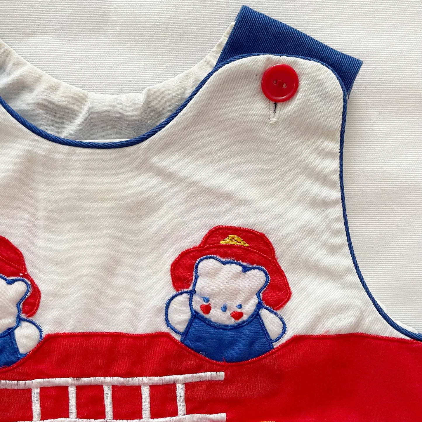 Vintage Fire Truck Bears Romper • 18m - Yellow Clover Vintage Kids Clothes