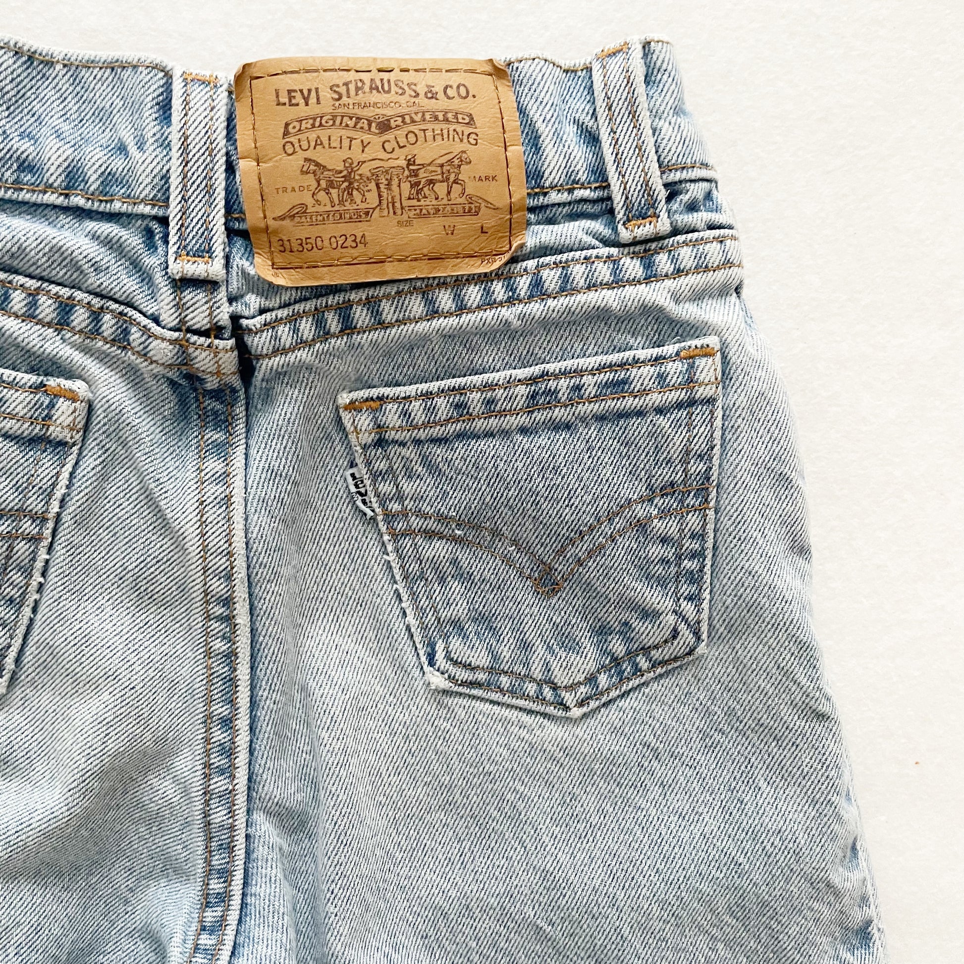 Levi’s Light Wash White Tab Jeans - Yellow Clover Vintage Kids Clothes