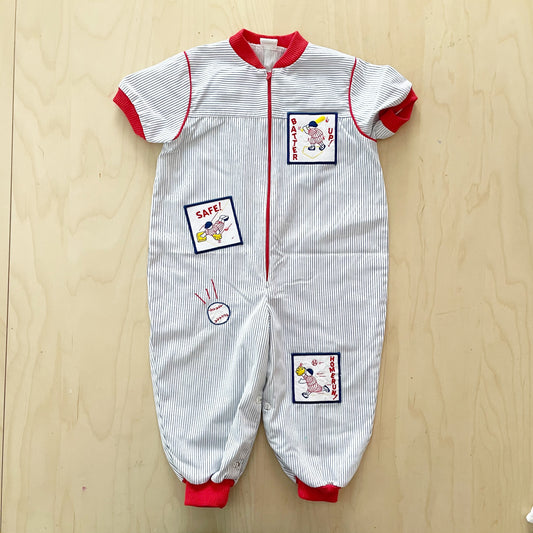 Cotton Zip Baseball Romper