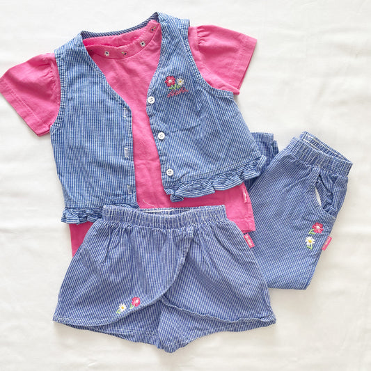Vintage OshKosh Blue Checked Vest + Outfit Set