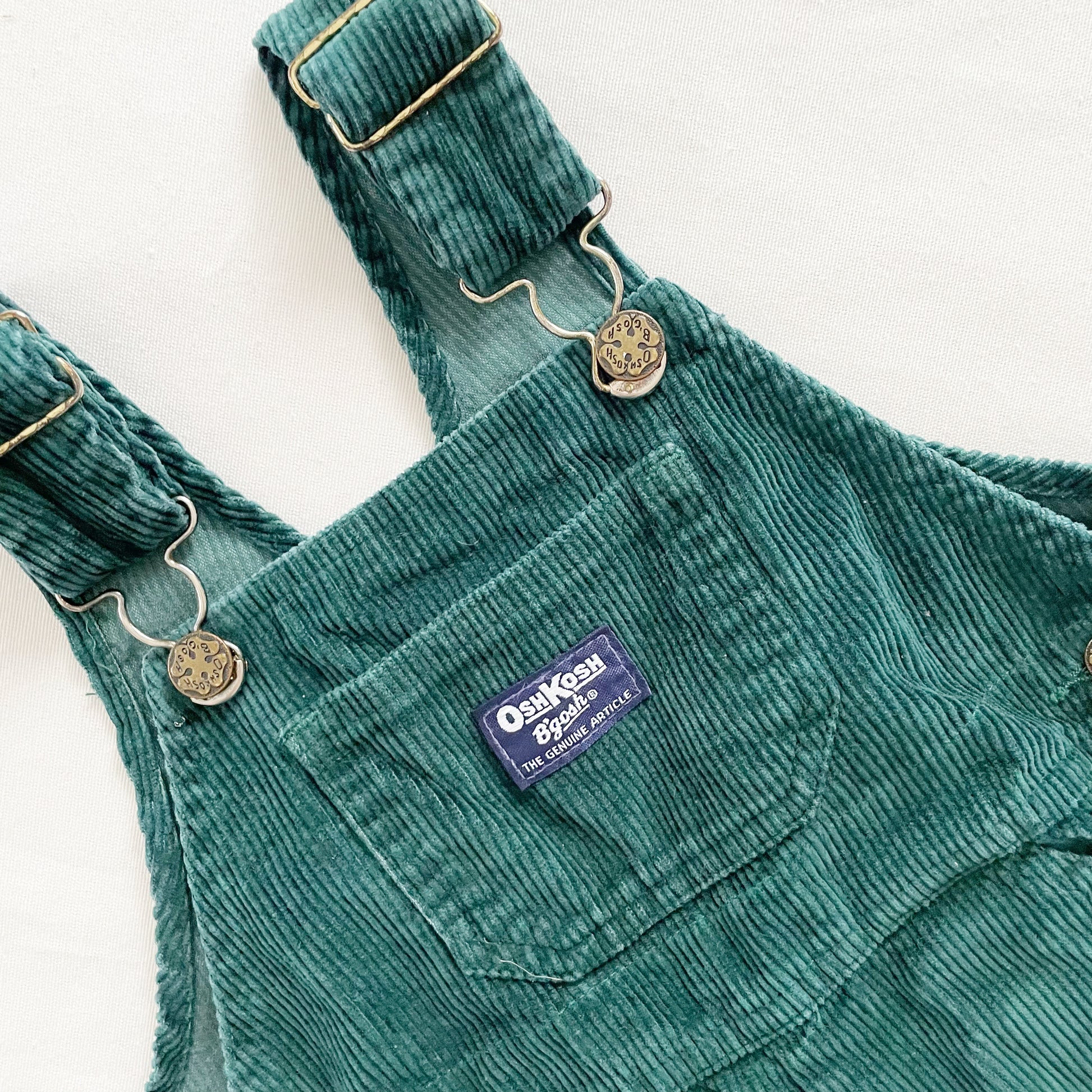 OshKosh Dark Green Chunky Cord Overalls - Yellow Clover Vintage Kids Clothes