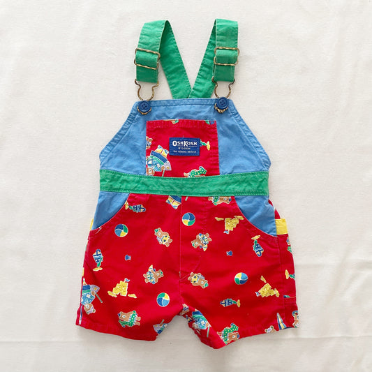 OshKosh Beach Bear Shortall Overalls - Yellow Clover Vintage Kids Clothes