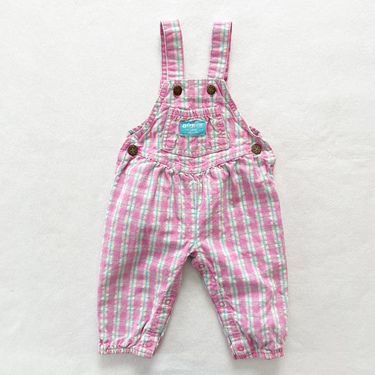 OshKosh Pink Plaid Bubble Overalls