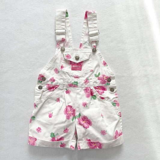 OshKosh Pink Flower Shortalls - Yellow Clover Vintage Kids Clothes