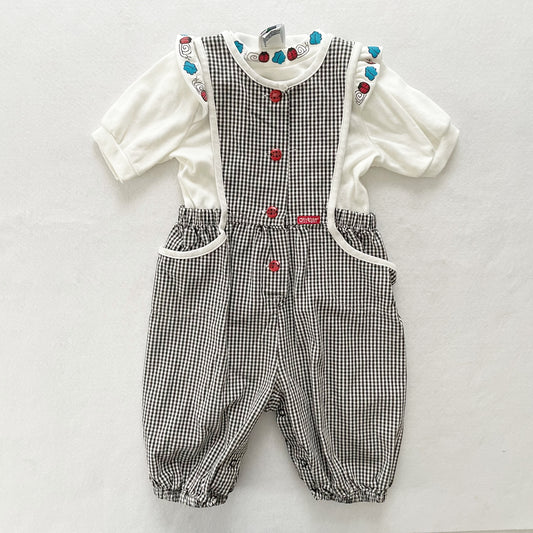 OshKosh Ladybug Gingham Set - Yellow Clover Vintage Kids Clothes