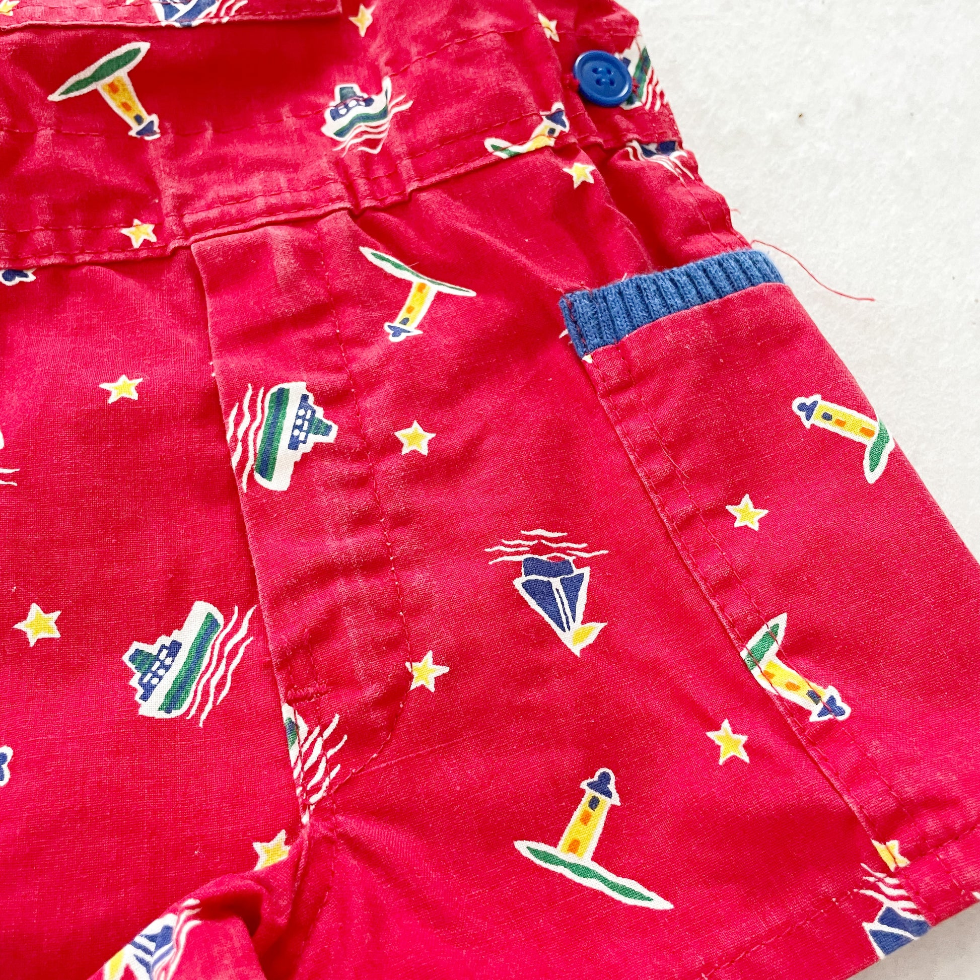 OshKosh Sailboat Shortalls - Yellow Clover Vintage Kids Clothes