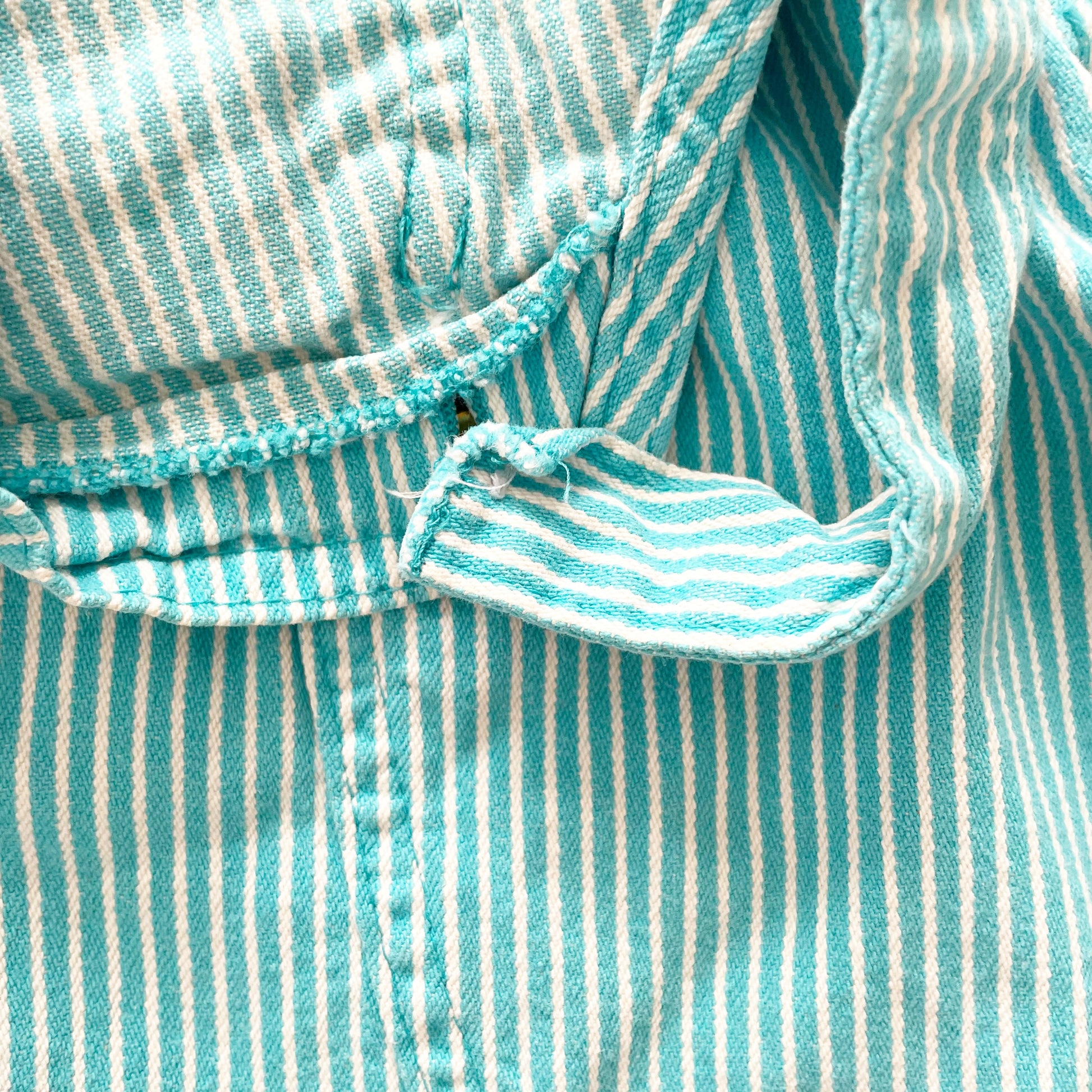 OshKosh Turquoise Hickory Stripe Bubble Overalls - Yellow Clover Vintage Kids Clothes