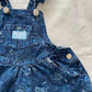 OshKosh Dark Denim Floral Printed Skirtall - Yellow Clover Vintage Kids Clothes