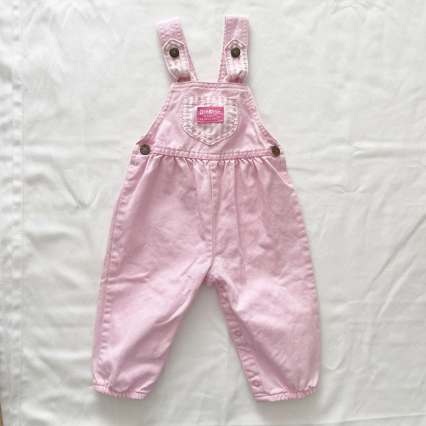 OshKosh Stripe Bow Back Light Pink Bubble Overalls