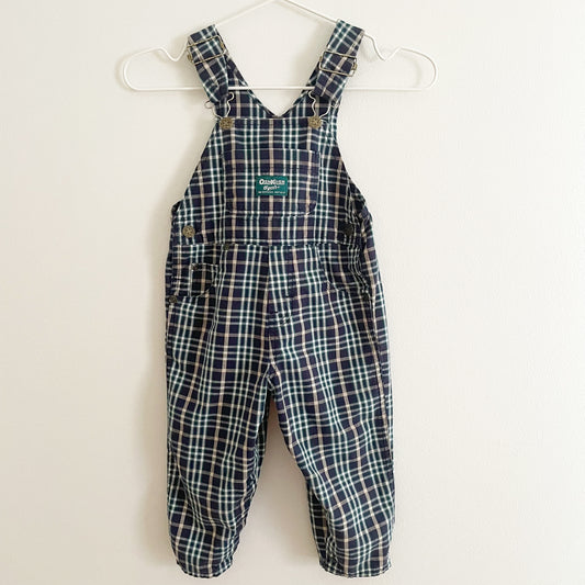 Vintage OshKosh Blue and Green Plaid Overalls