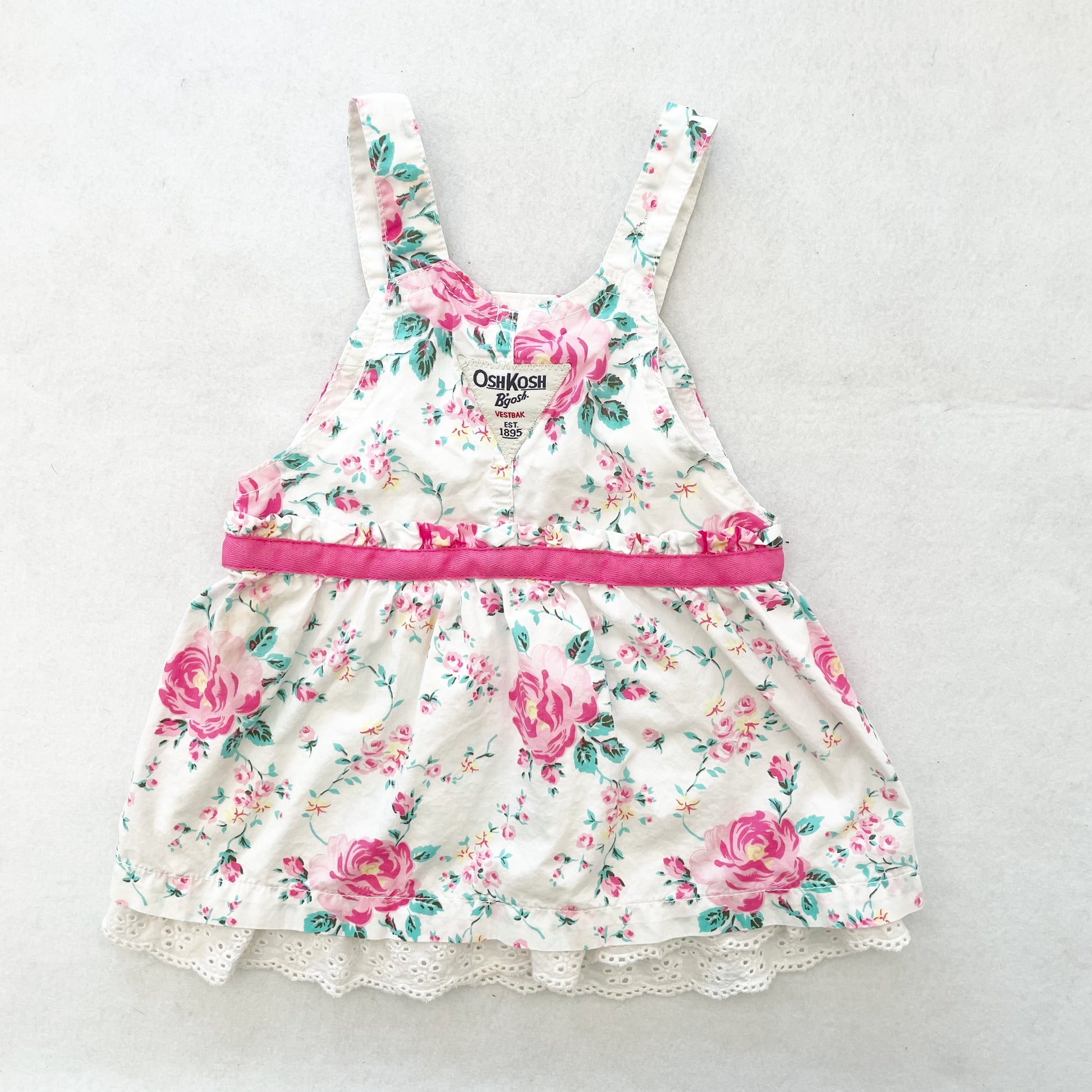 OshKosh Rose Floral Skirtall - Yellow Clover Vintage Kids Clothes