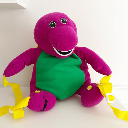 Vintage Barney Plush Backpack - Yellow Clover Vintage Kids Clothes