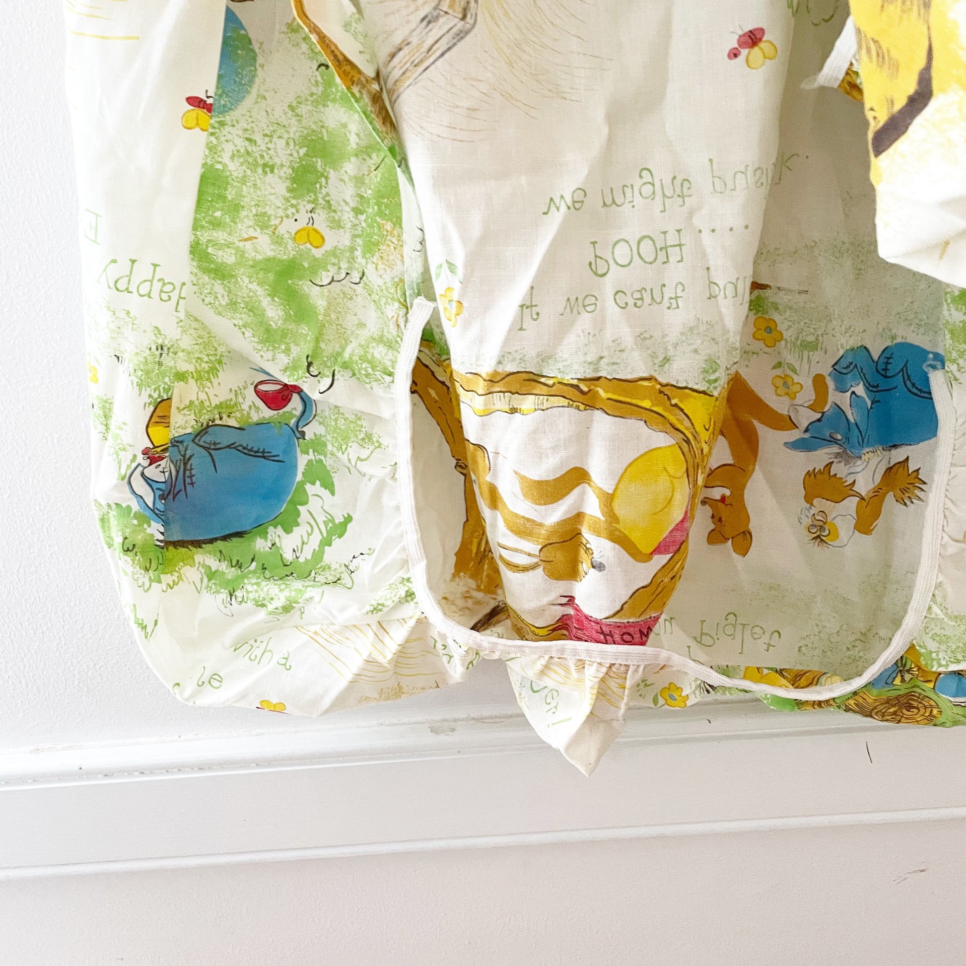 Sears Winnie the Pooh Crib Sheet - Yellow Clover Vintage Kids Clothes
