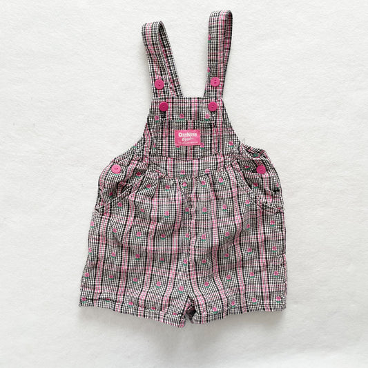 OshKosh Flower Woven Plaid Shortalls - Yellow Clover Vintage Kids Clothes