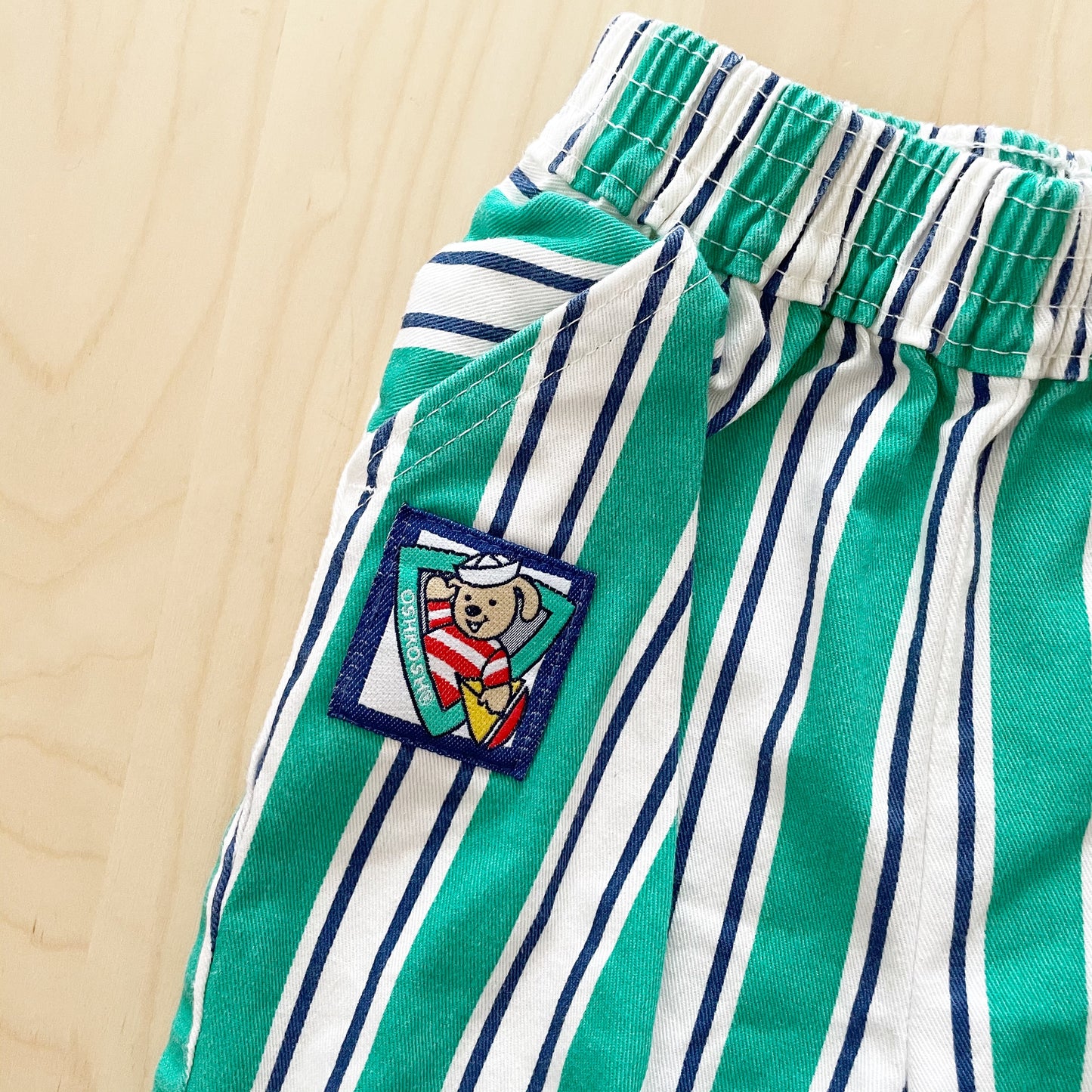 Vintage Baby B’gosh Green Wide Stripe Sailor Dog Pants
