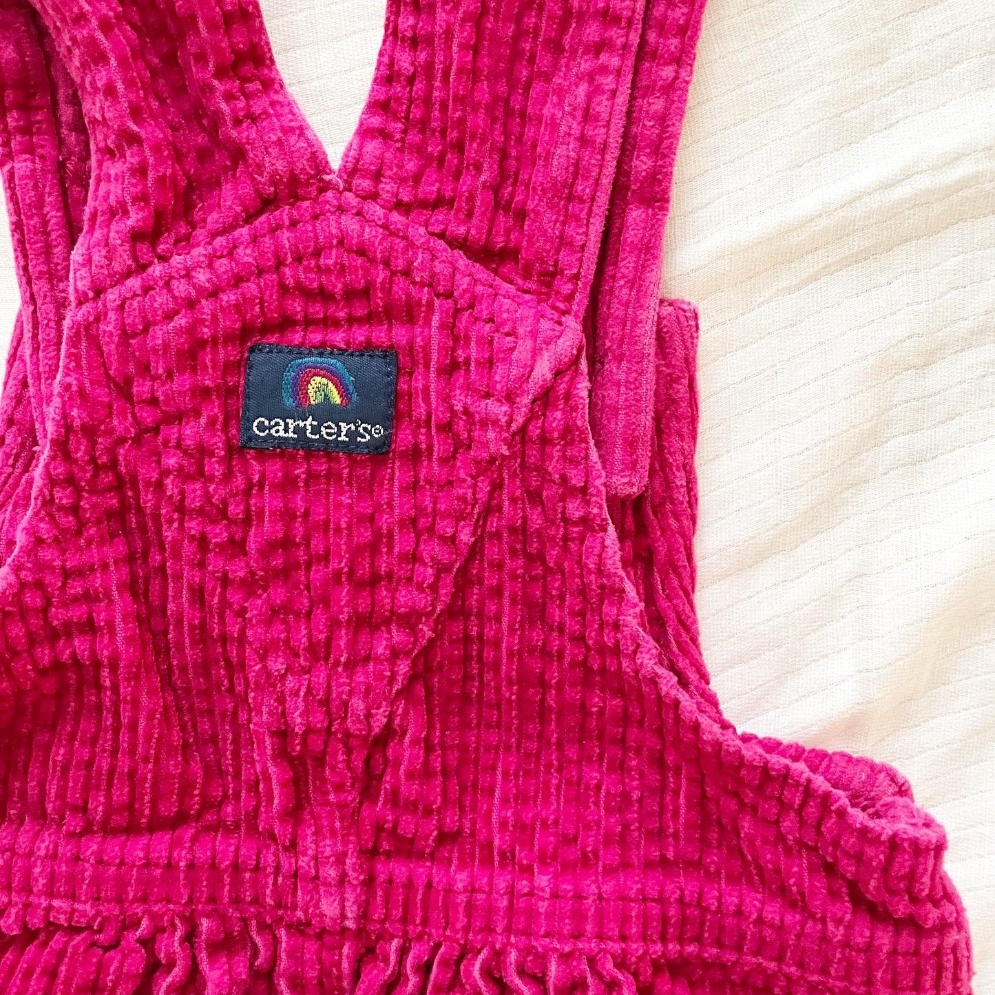 Carter’s Cranberry Cord Rainbow Patch Overalls