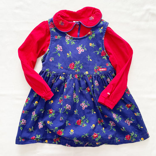 OshKosh Royal Blue Floral Dress Set - Yellow Clover Vintage Kids Clothes