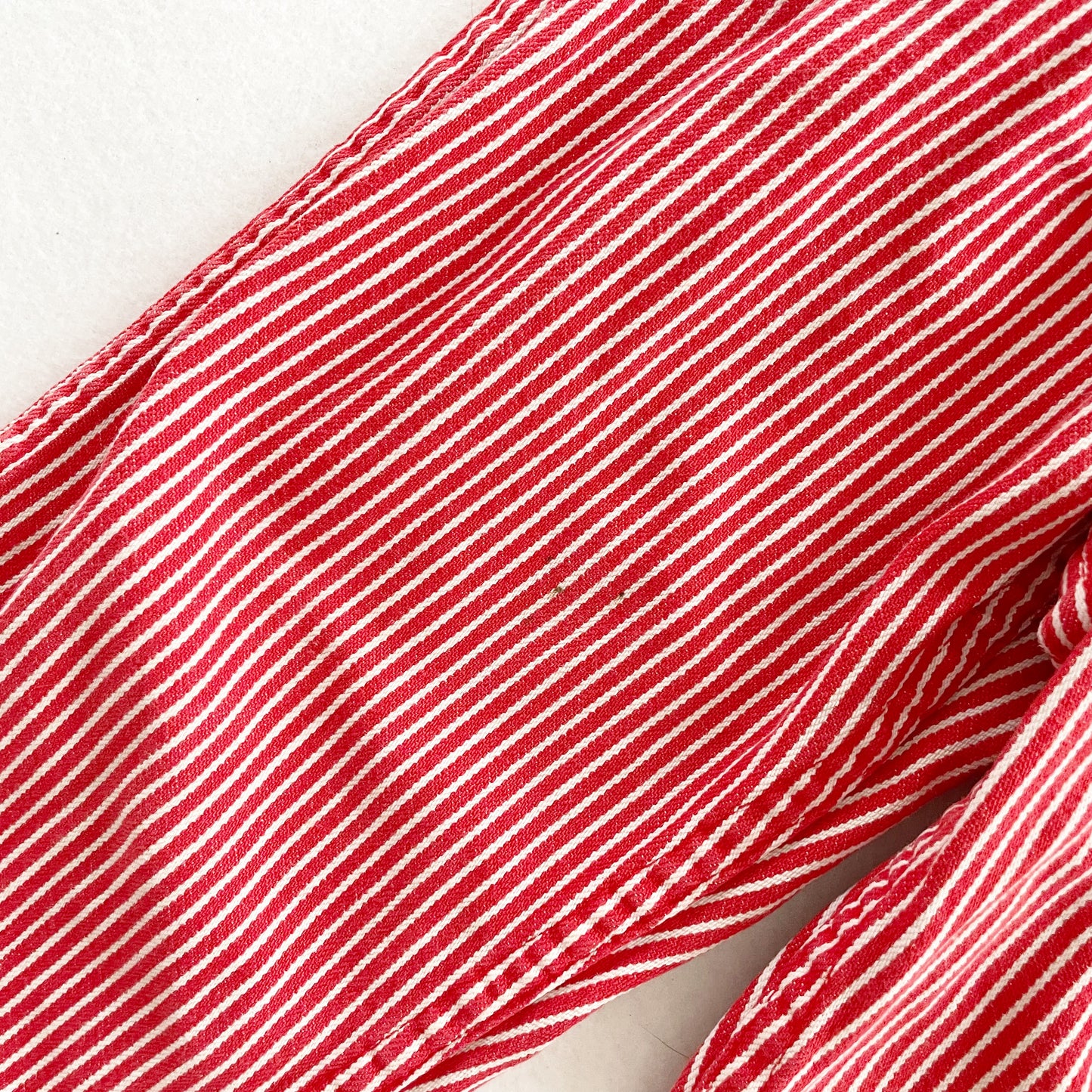OshKosh Red Hickory Stripe Overalls - Yellow Clover Vintage Kids Clothes